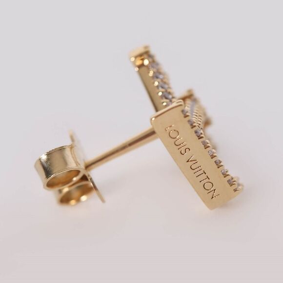 NWT Louis Vuitton Iconic Crystal Initiales Earrings Gold Authentic - GI… - Picture 4 of 16